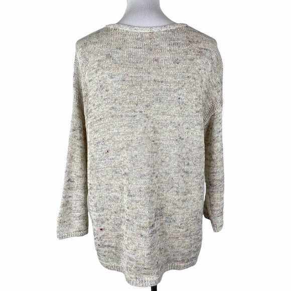 J. JILL Speckled Tan Linen Blend Sweater Sz. M - Picture 2 of 12